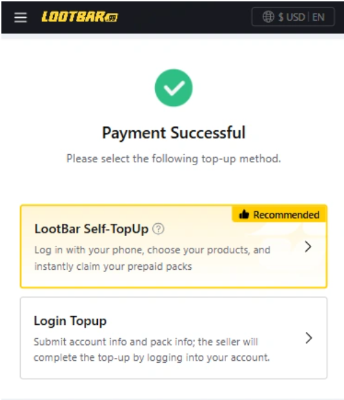 Шаг 1: выбор метода пополнения